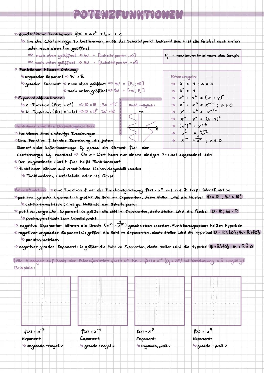 Was ist eine Potenz?
POTENZFUNKTIONEN
Eine Potenz ist die verkürzte Schreibweise für dic Multiplikation: a aa..a
Exponent
=> a" = aaa a...
H