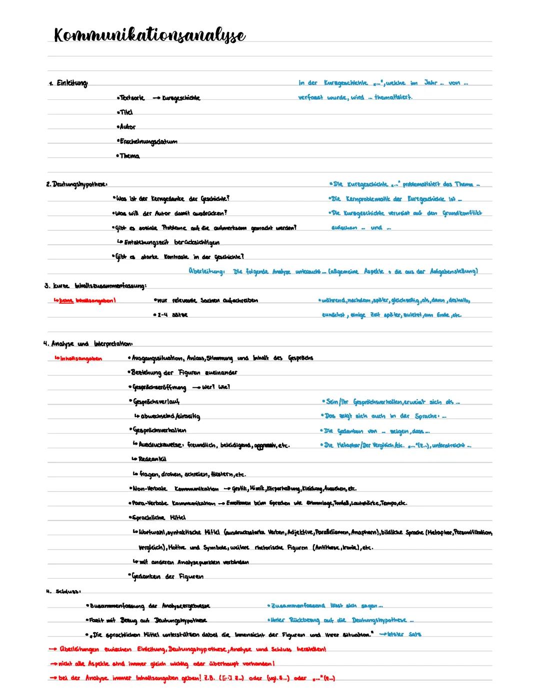 Lernzettel zu Kommunikationsanalyse