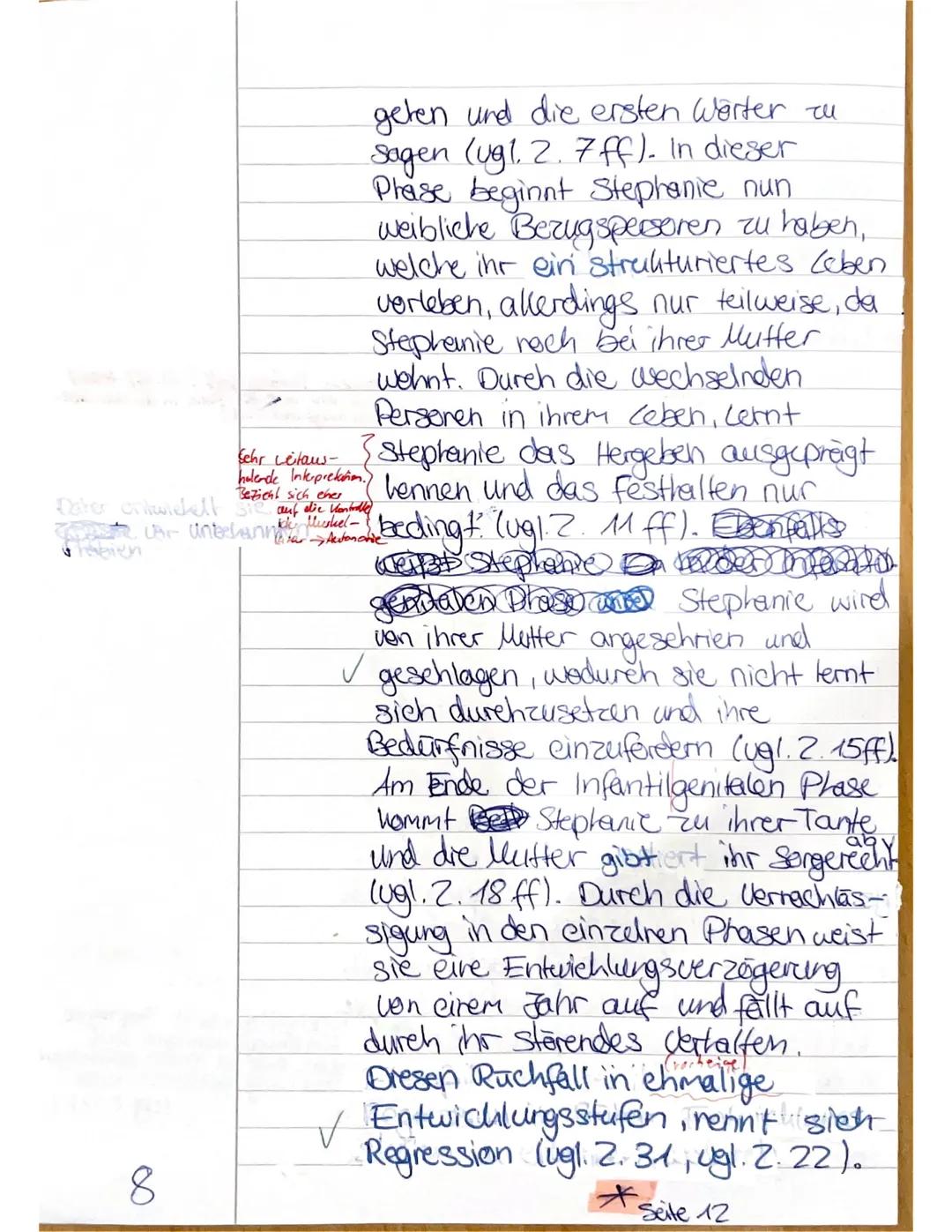 Name: Emma.
Klausur im Fach Erziehungswissenschaft:
Die psychoanalytische Sichtweise auf Entwicklung am
Fallbeispiel,Stephanie"
Datum:
19.09