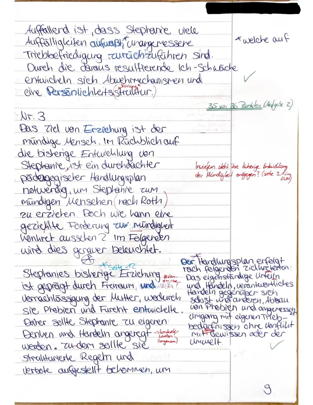 Name: Emma.
Klausur im Fach Erziehungswissenschaft:
Die psychoanalytische Sichtweise auf Entwicklung am
Fallbeispiel,Stephanie"
Datum:
19.09