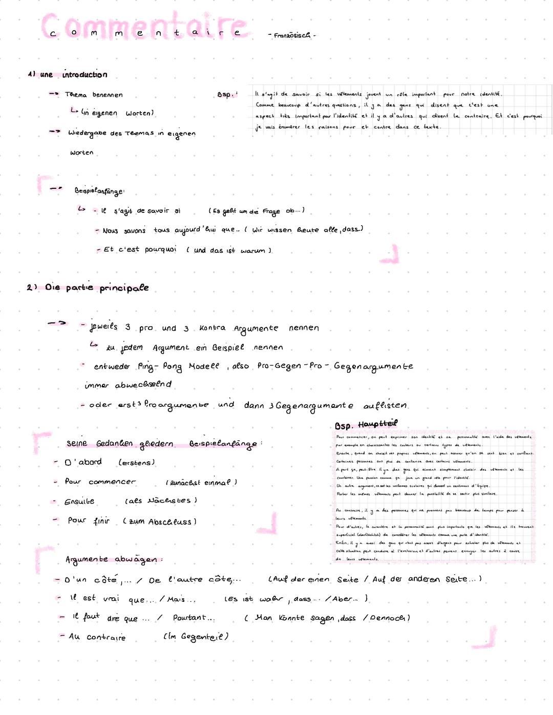 Commentaire Französisch