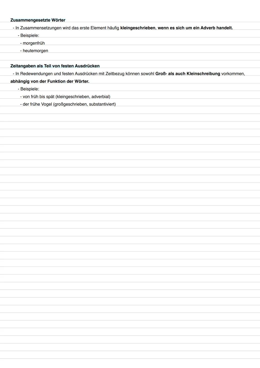 # Rechtschreibregeln
Groß- und Kleinschreibung
Was muss man großschreiben?
*   Nomen (Substantive) -> erkennt man an unbestimmten (ein, e
