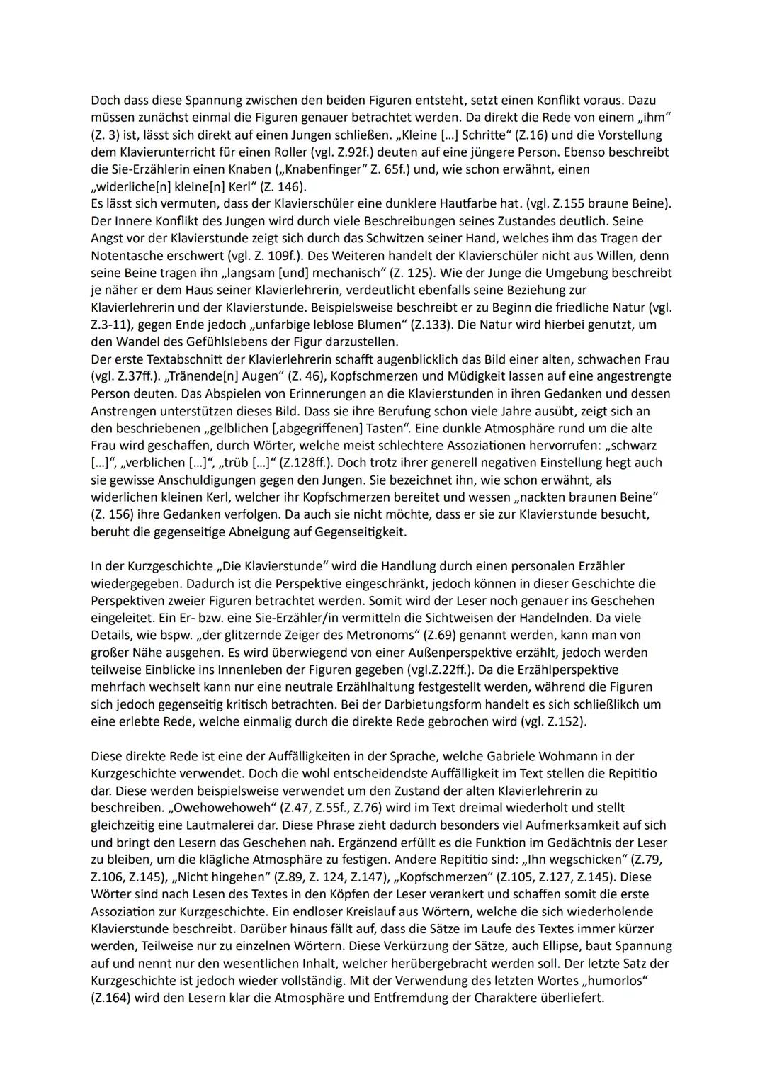 Inhaltsangabe: Die Klavierstunde
,,Die Klavierstunde" ist eine Kurzgeschichte von Gabriele Wohmann aus dem Jahre 1966. Sie erzählt
von einem