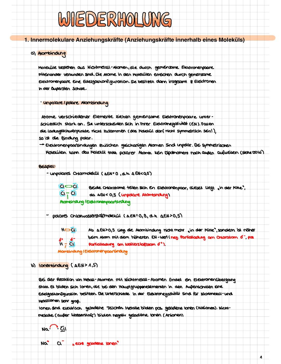 Wechselwirkungen Grundlagen Chemie