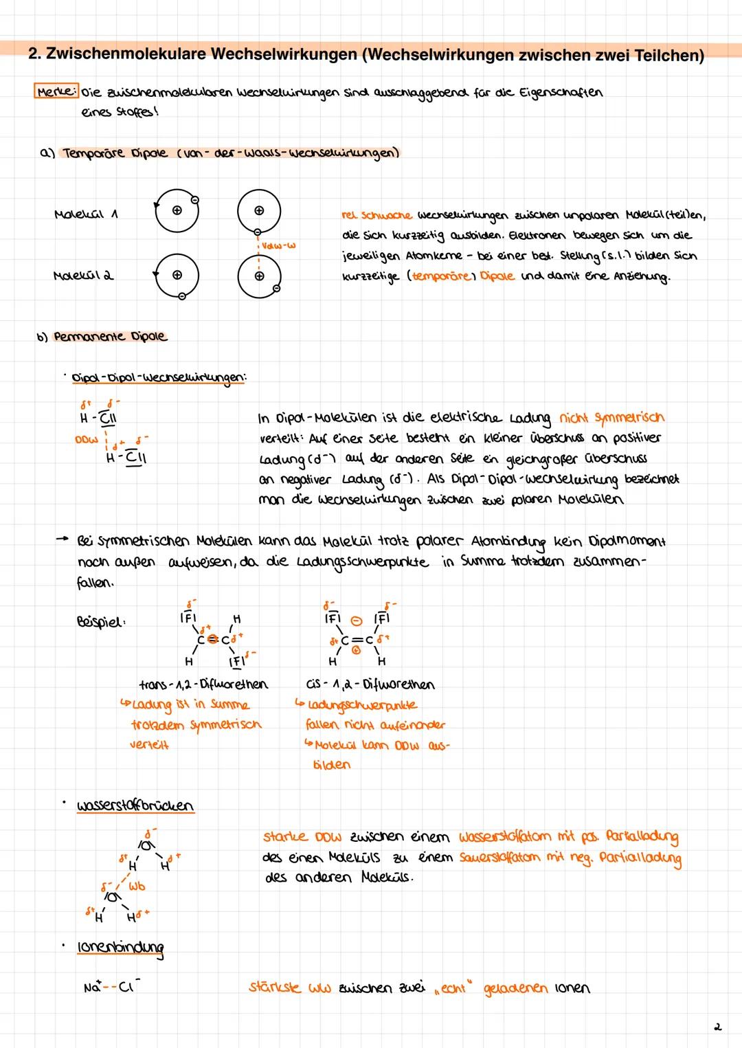 WIEDERHOLUNG
1. Innermolekulare Anziehungskräfte (Anziehungskräfte innerhalb eines Moleküls)
a) Atombindung
Moleküle bestehen aus Nichtmetal
