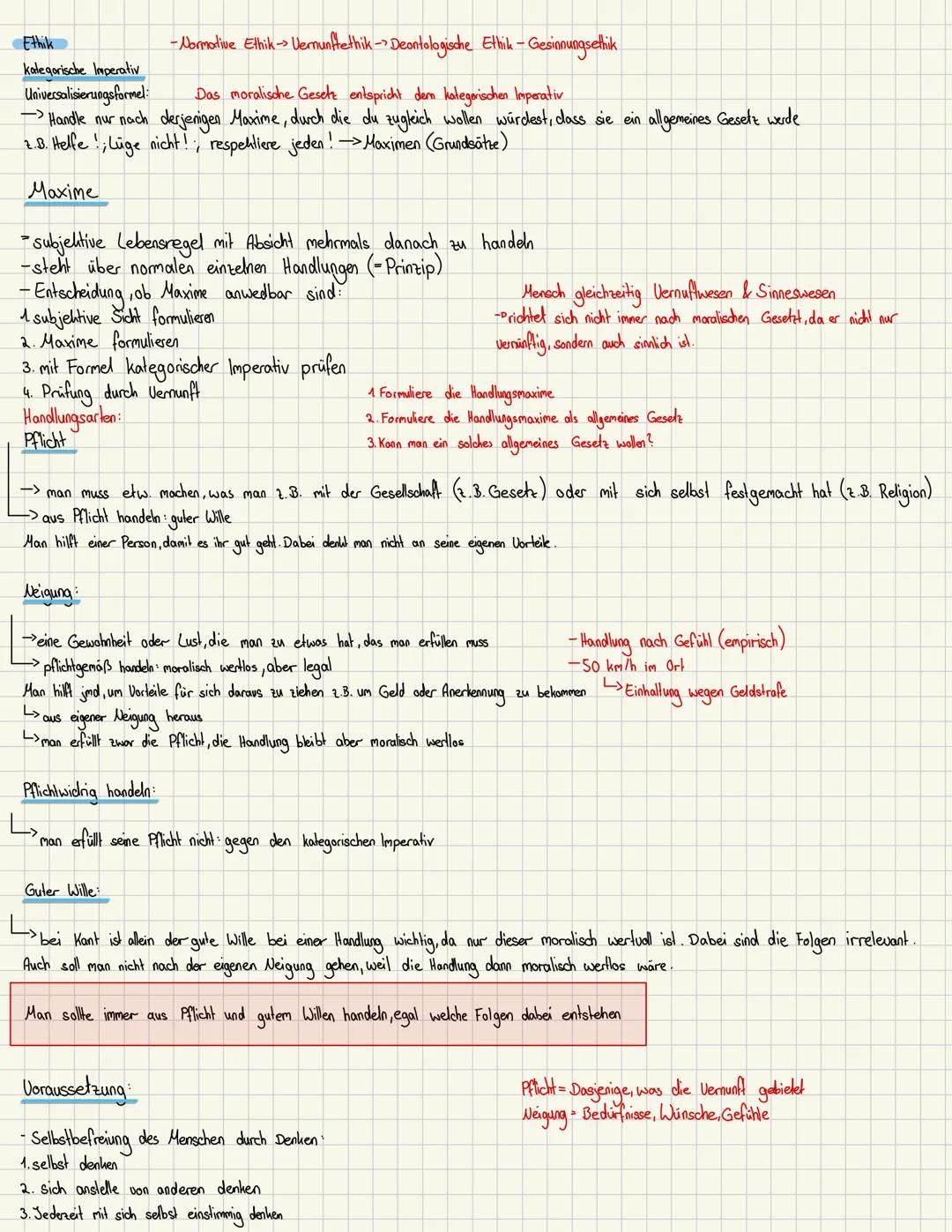 # Ethik
kategorische Imperativ
Universalisierungsformel:
-Normolive Ethik-> Vernunftethik - Deontologische Ethik - Gesinnungsethink
Das