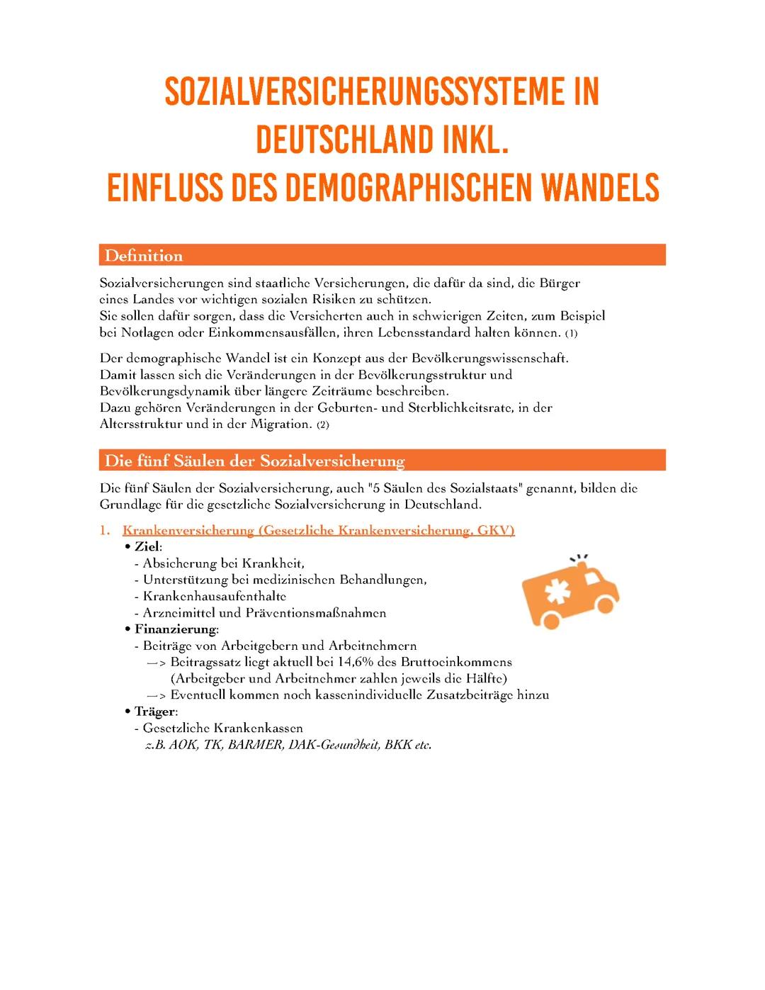 Sozialversicherungssystem in Deutschland inkl. Einfluss des demographischen Wandels