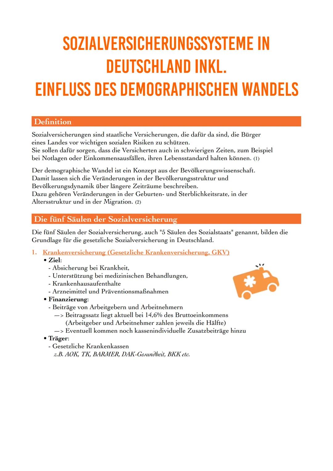 SOZIALVERSICHERUNGSSYSTEME IN
DEUTSCHLAND INKL.
EINFLUSS DES DEMOGRAPHISCHEN WANDELS
Definition
Sozialversicherungen sind staatliche Versich