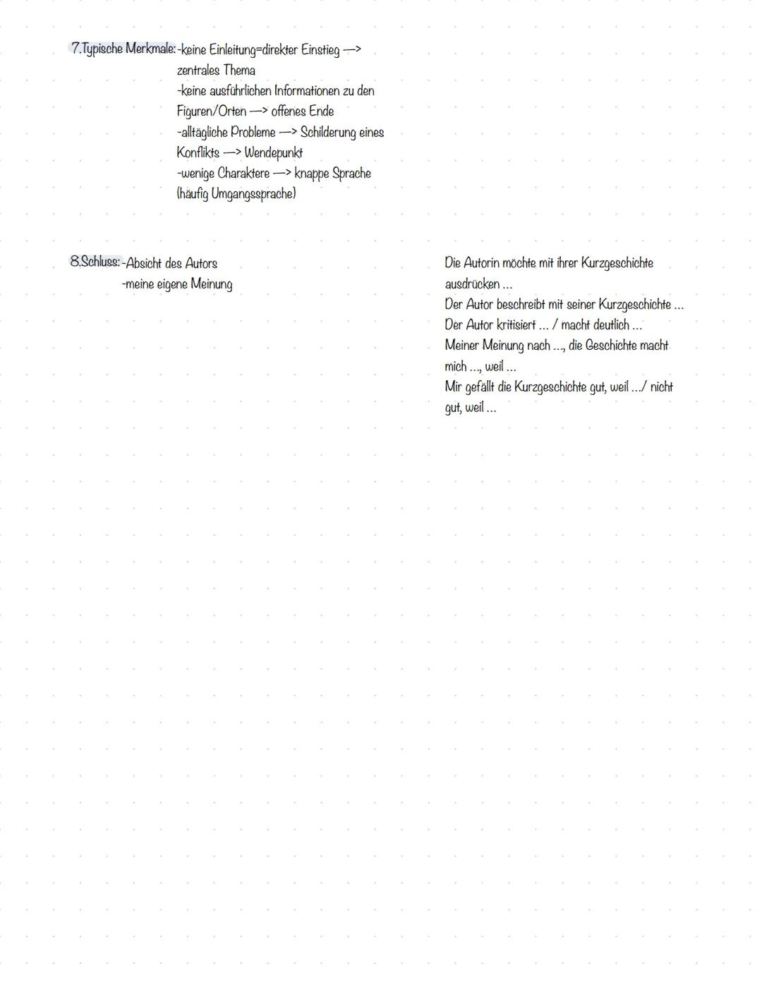 Kurzgeschichte Analyse
1.Einleitung: -Textsorte
-Titel
-Autor
-Jahr (der Erscheinung)
-Thema
bezogen auf die Kurzgeschichte
Die Kurzgeschic