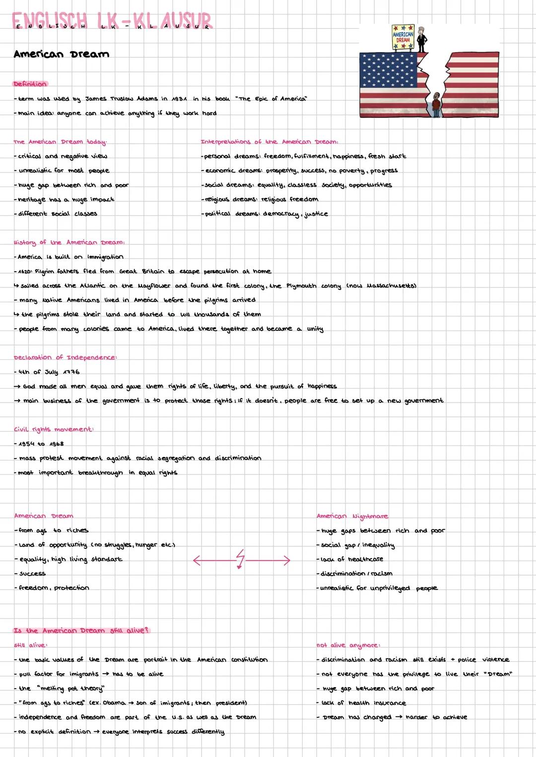 # ENGLISCH LK-KLAUSUR
American Dream
Definition
-term was used by James Truslow Adams in 1934 in his book "The Epic of America
-main ide