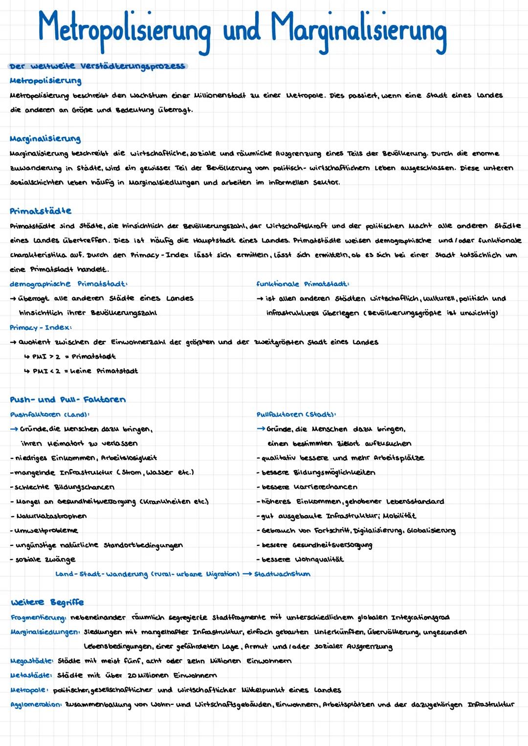 # Metropolisierung und Marginalisierung
Der weltweite verstädterungsprozess
Metropolisierung
Metropolisierung beschreibt den wachstum ein