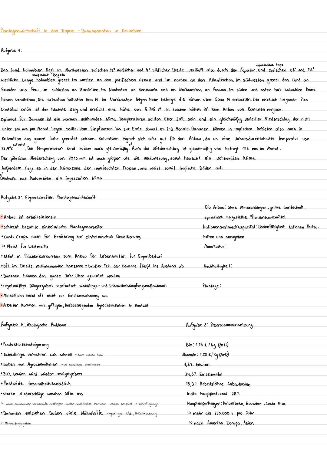 Plantagenwirtschaft in den Tropen - Bananenanbau in Kolumbien
Aufgabe 1:
äquatoriale Lage
Das Land Kolumbien liegt im Nordwesten zwischen 13
