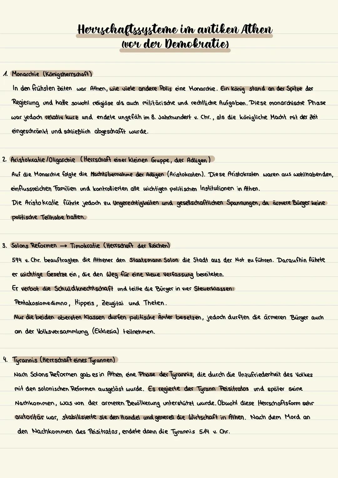 Die attische Demokratie
Das wichtigste politische System Athens, welches von kleisthenes, basierend auf den solonischen Reformen eingeführt