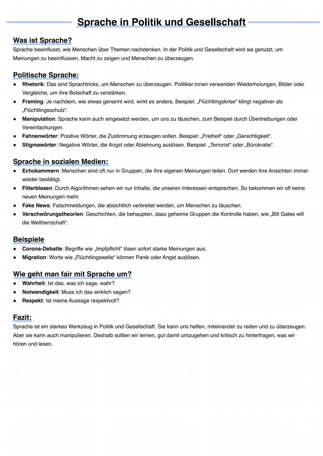 Sprache in Politik und Gesellschaft
Was ist Sprache?
Sprache beeinflusst, wie Menschen über Themen nachdenken. In der Politik und Gesellscha