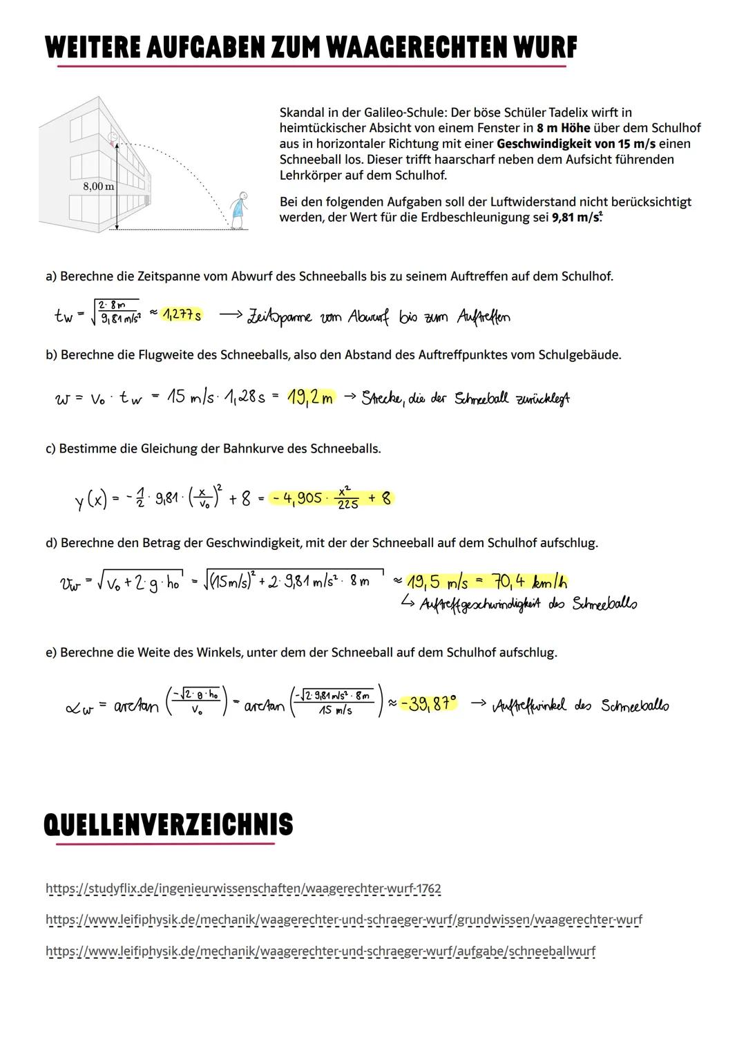 # DER WAAGERECHTE WURF
Tom behauptet: „Wenn ich den Ball vom Hausdach schieße, dann landet
der Ball im Pool!"
Seine Schwester Mira entgegne