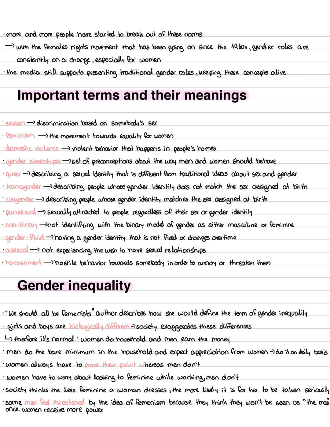 Meaning of identity
there are gender stereotypes in society.
· different identities should not be hidden
• fear to express oneself for examp