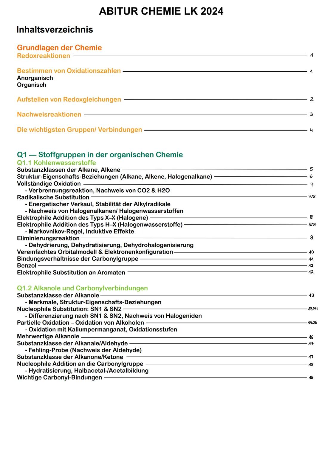 # ABITUR 2024 – HESSEN
Zusammenfassung
Chemie LK # Inhaltsverzeichnis
ABITUR CHEMIE LK 2024
Grundlagen der Chemie
Redoxreaktionen 1
Best
