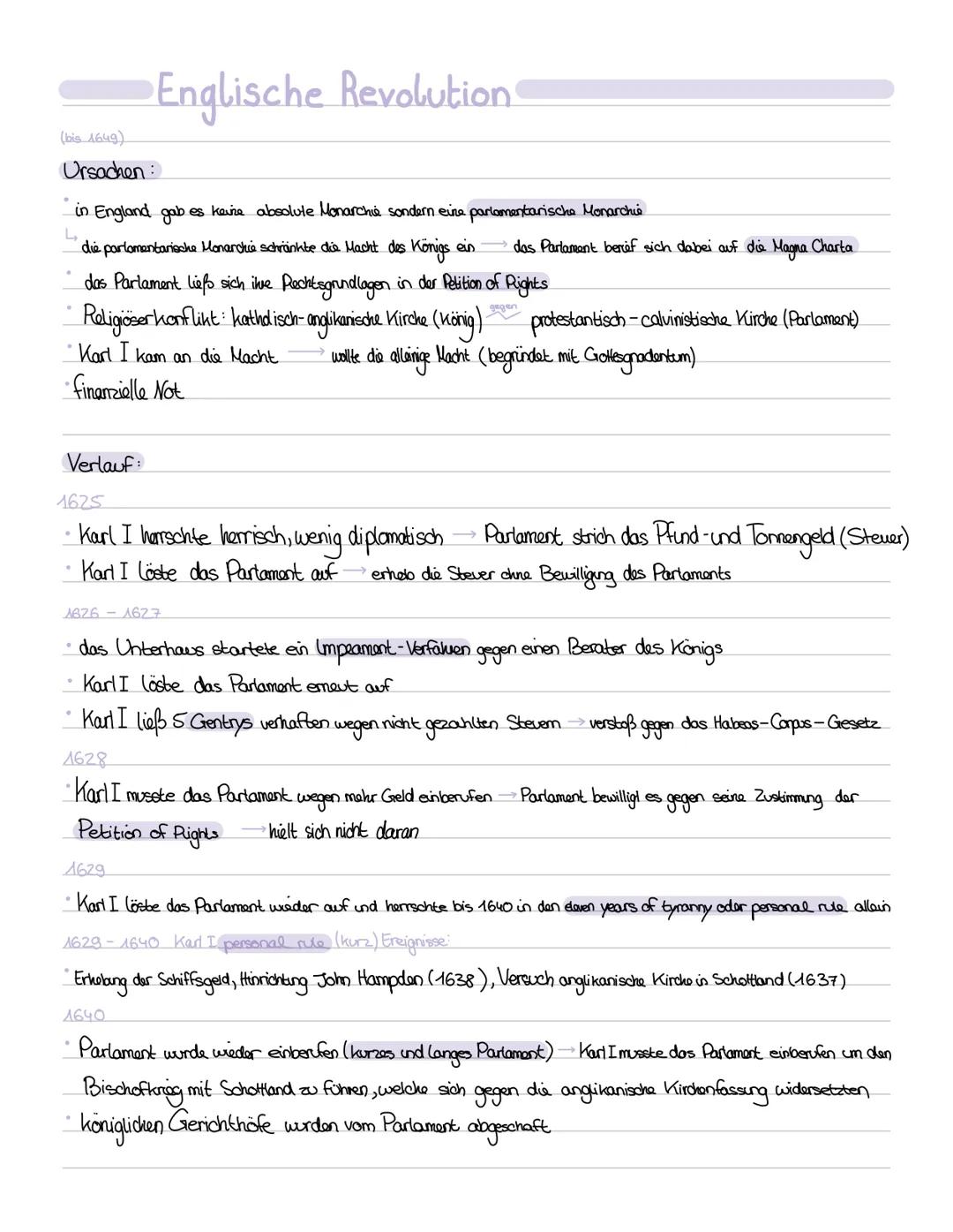 Englische Revolution bis 1649