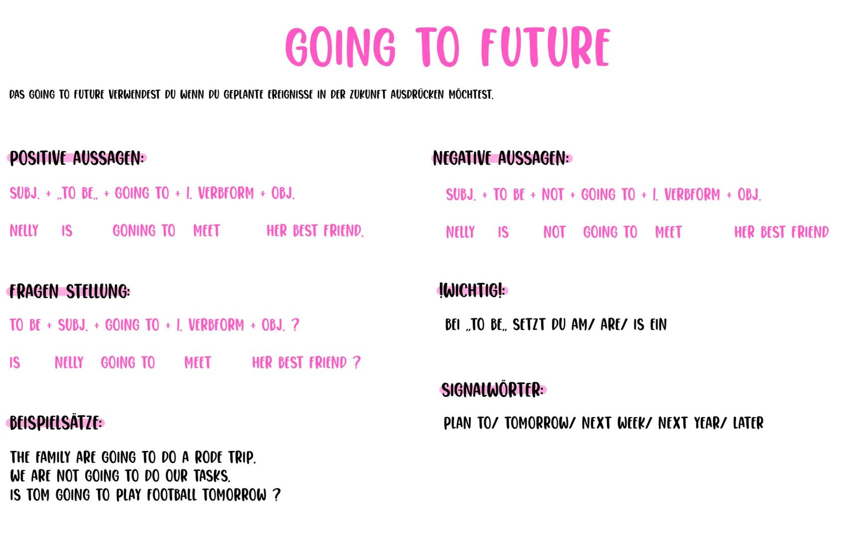SIMPLE PAST
DAS SIMPLE PAST WIRD VERWENDET UM EINEN VORGANG ZU BESCHREIBEN DER IN DER VERGANGENHEIT ABGESCHLOSSEN IST.
POSITIVE AUSSAGEN:
SU