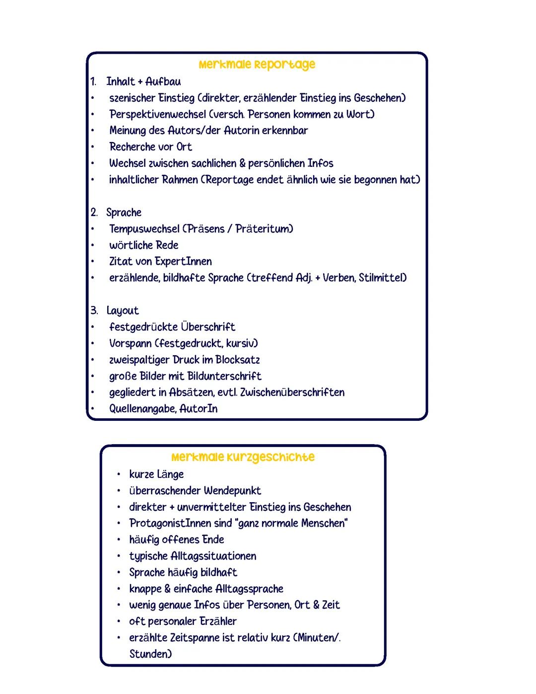 TGA (Kurzgeschichte, Reportage, Kommentar, Sprachanalyse)