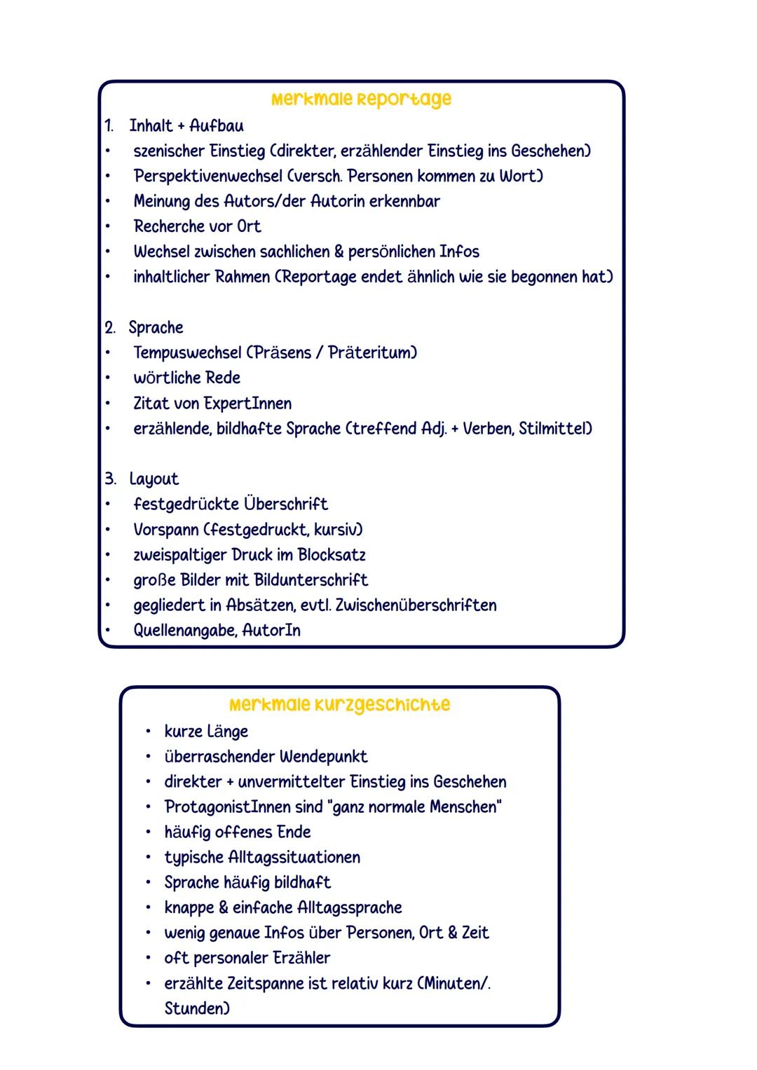 1. Inhalt +Aufbau
•
•
Merkmale Reportage
szenischer Einstieg (direkter, erzählender Einstieg ins Geschehen)
Perspektivenwechsel (versch. Per