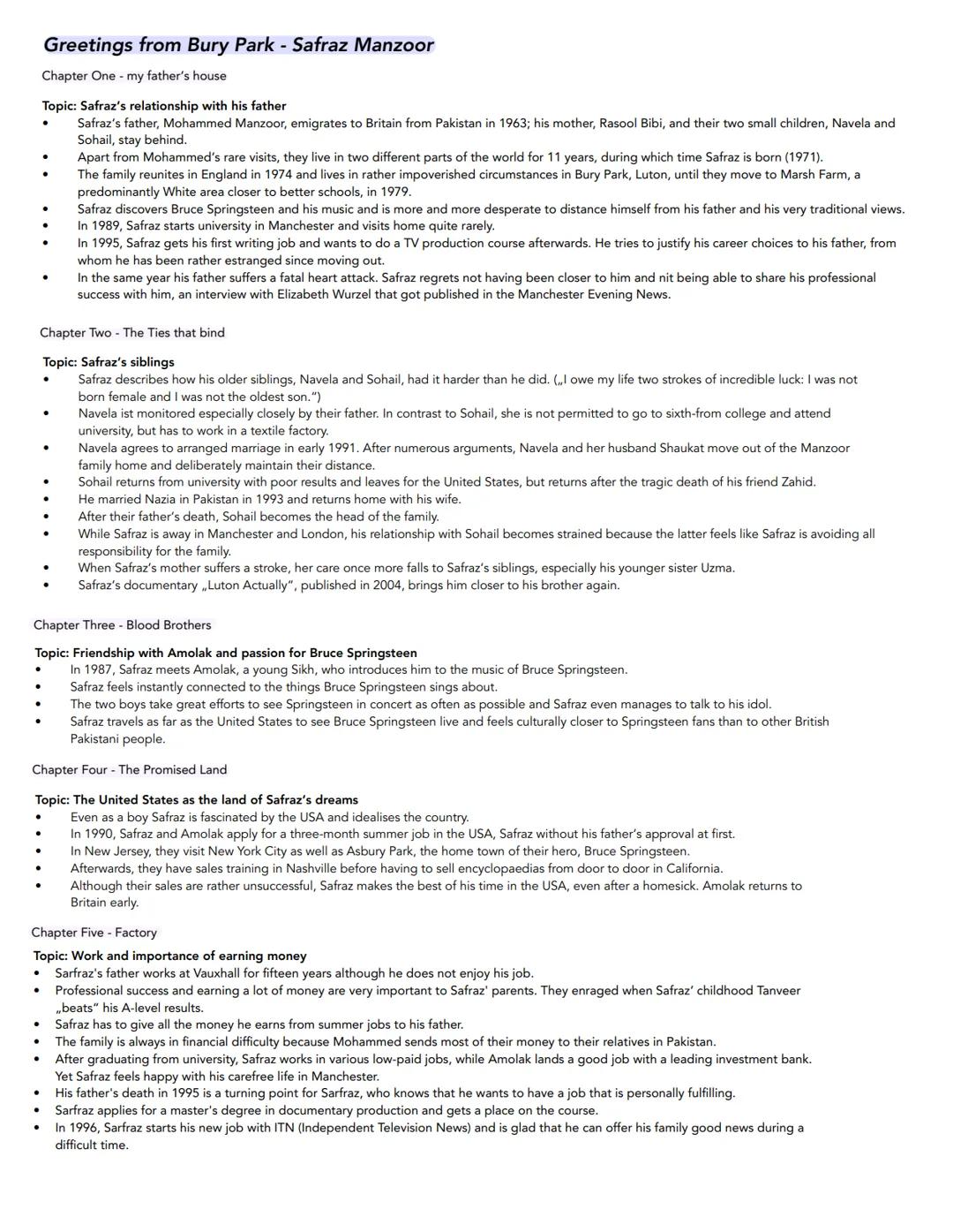 Greetings from Bury Park - Safraz Manzoor
Chapter One - my father's house
Topic: Safraz's relationship with his father
•
•
Safraz's father,
