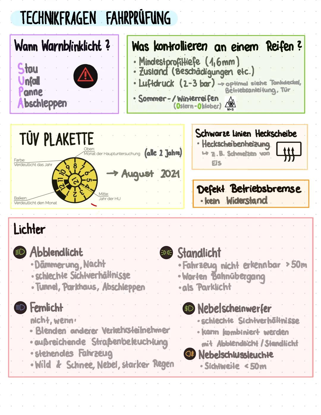 Technikfragen Fahrprüfung