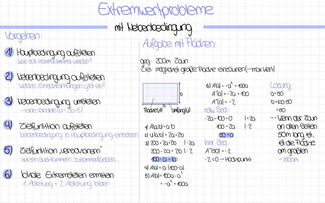 Extremwertprobleme mit Nebenbedingung Mathe