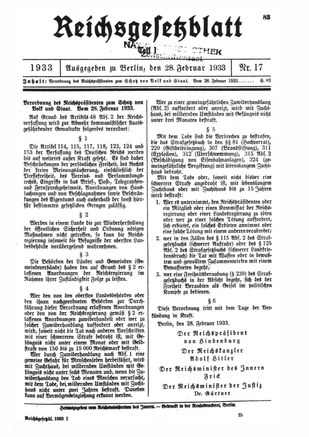 Ausgebrannter Plenarsaal des Reichstagsgebäudes
# Reichstagsbrand
- auf dem Weg in die Diktatur
Am 28. Februar 1933 brannte das Reichstags