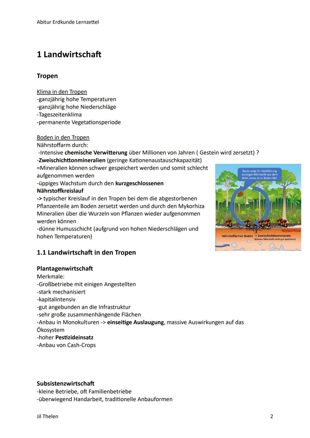 Abitur Erdkunde Lernzettel
ERDKUNDE ABITUR- ALLE THEMEN
1. Landwirtschaft
1.1 Landwirtschaft in den Tropen
1.2 Landwirtschaft in den Subtrop