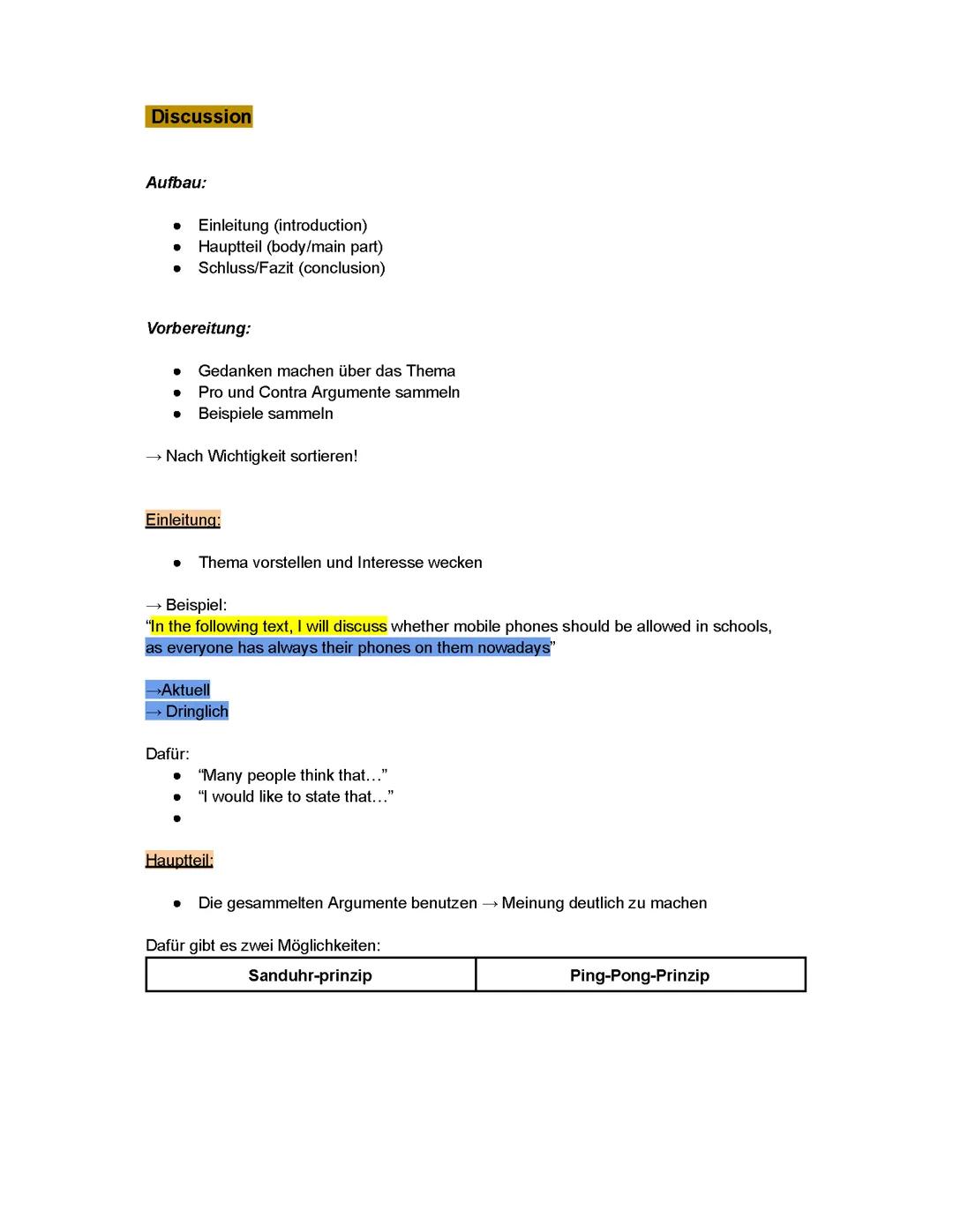 Wichtig für Englisch Klausuren