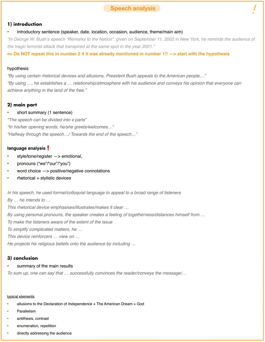 1)introduction + hypothesis
Analysis-non-fictional texts
.
TATTJ, thesis, purpose, historical context, target audience
-> The... "...", writ