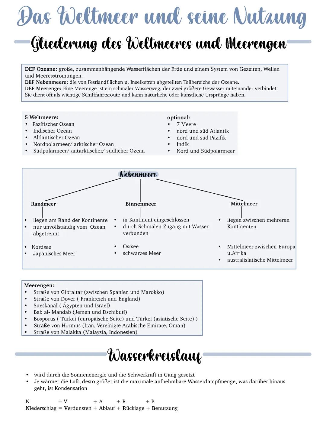 Weltmeer Geographie Klasse 10