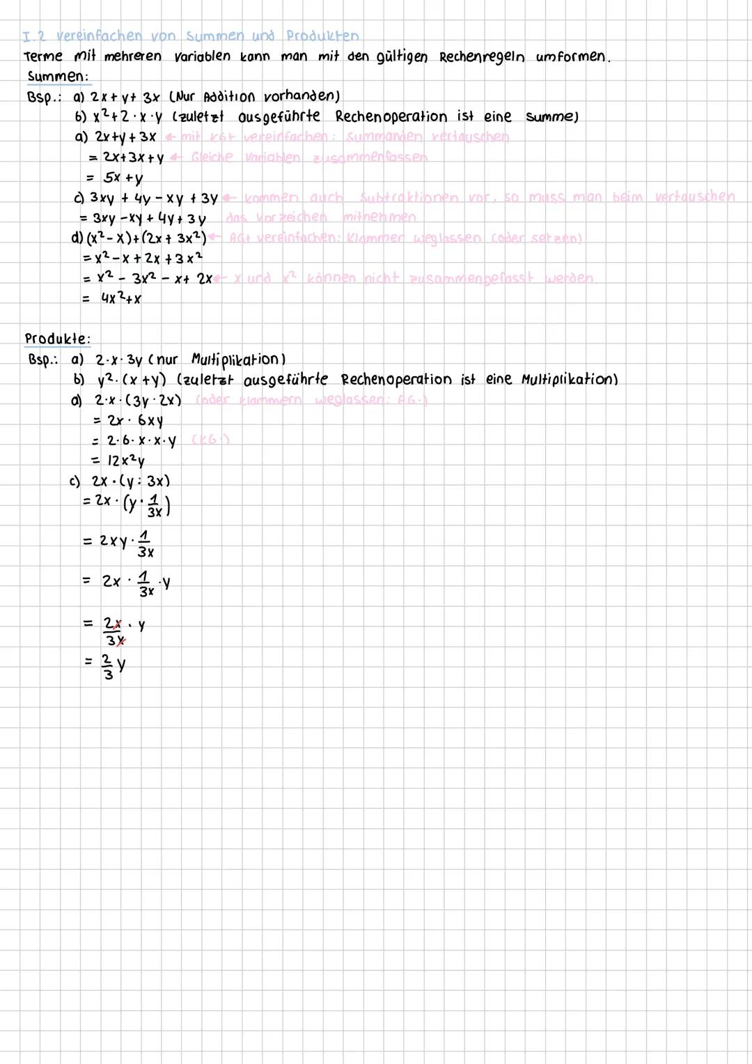 1. O zahlterme - Terme mit einer Variable
Bsp.:
2x
5
A1
5-1,5
= 3,5
5
A2
2x-3,5
1.5
3,5
2x
Umfang:
U=2x+5+3,5 + 1,5 + (2x - 3,5) + 3,5
=2x+5
