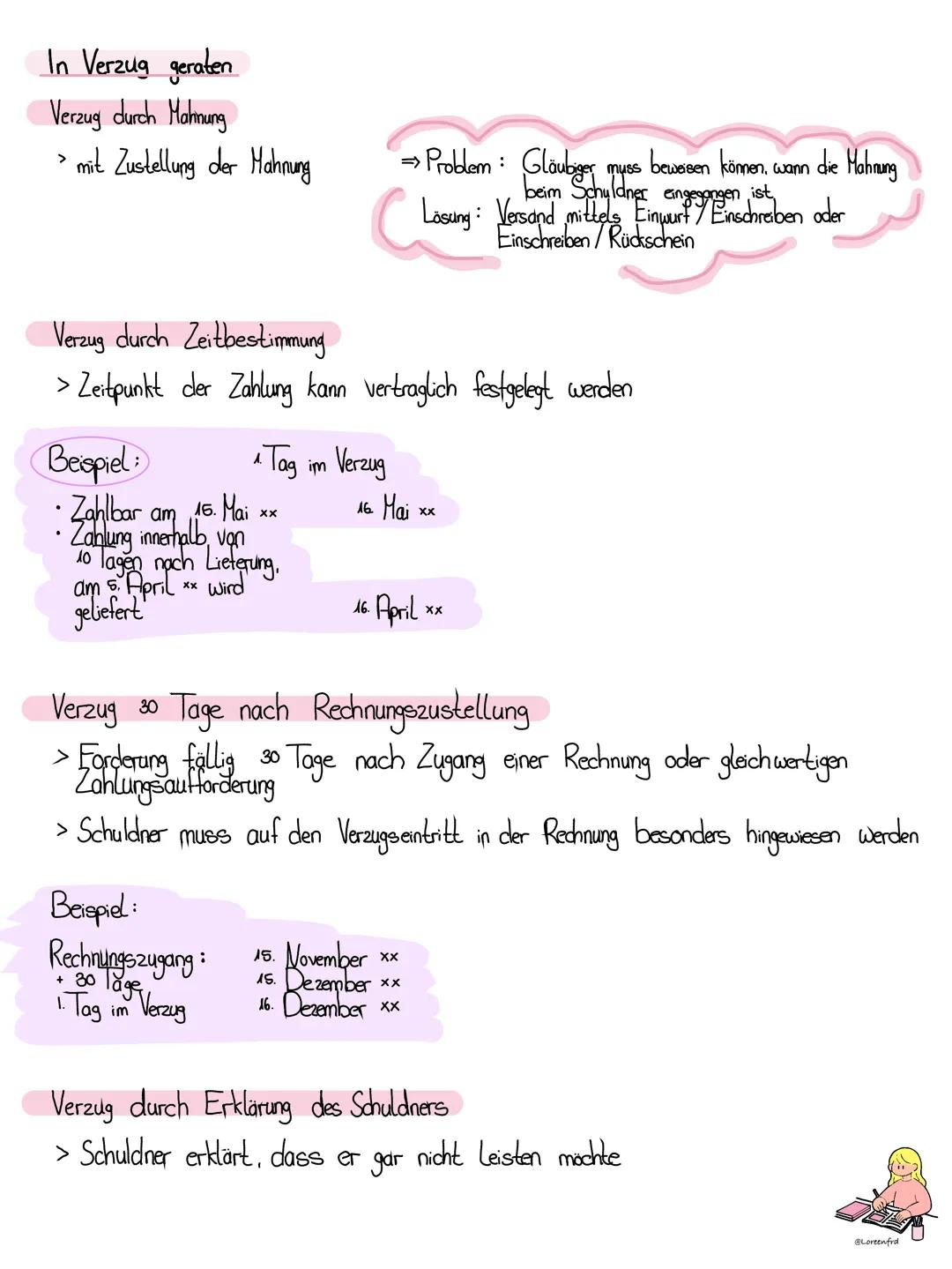 # Zahlungsverzug
@Loreenfrd # ZAHLUNGSVERZUG
Definition
> rechtlicher Begriff, welcher die, Situation beschreibt, in der ein Schuldner ei