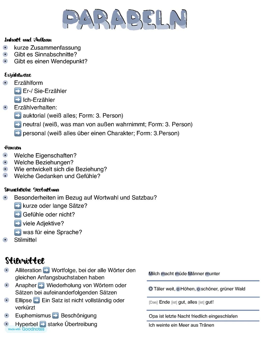 Parabeln analysieren Klasse 10