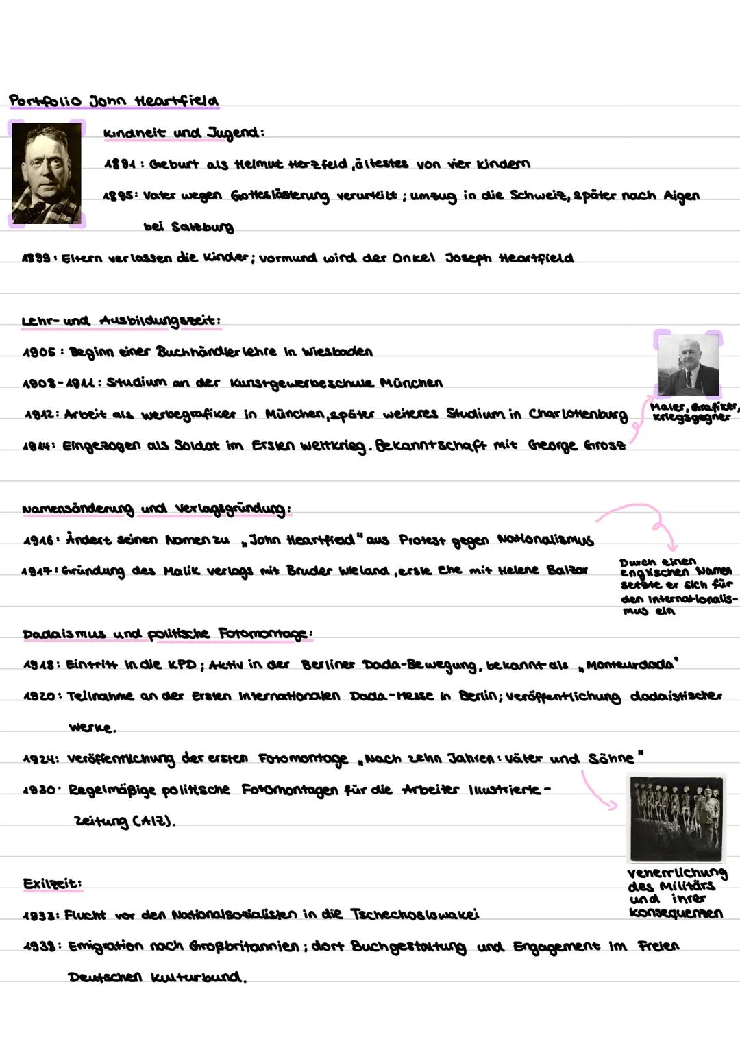 Portfolio John Heartfield
kindneit und Jugend:
1881: Geburt als Helmut Herzfeld, ältestes von vier kindern
1885: Vater wegen Gottesläster