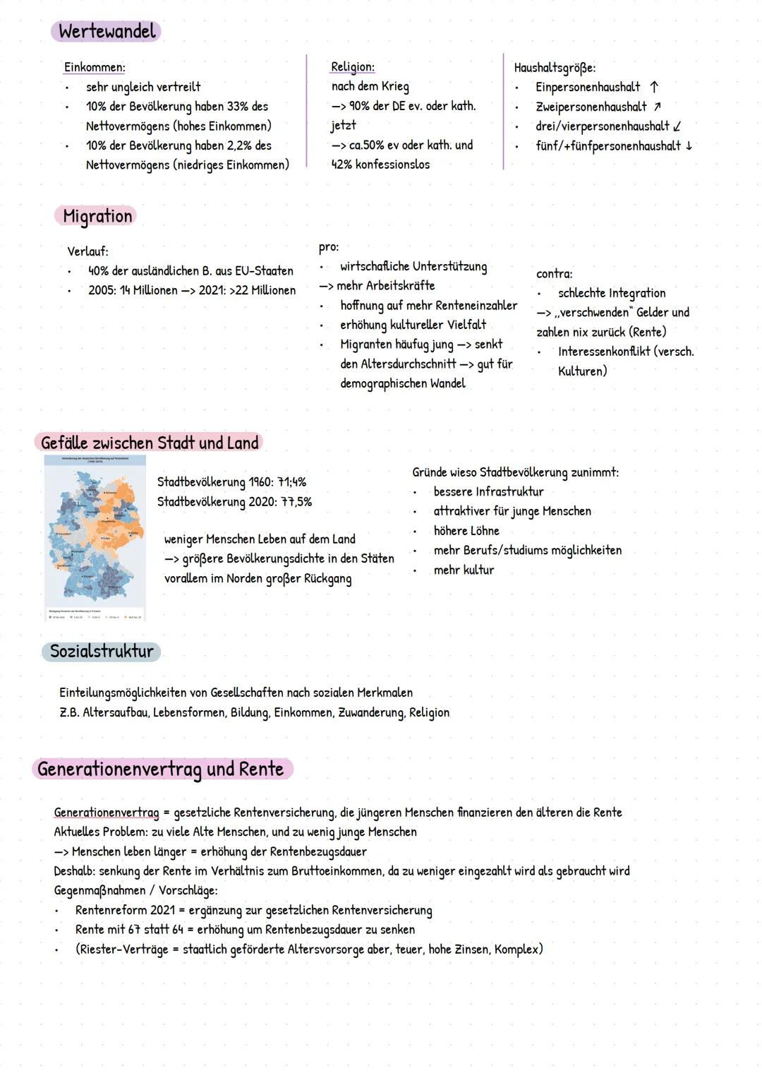 1. Kurzarbeit
Demographischer Wandel
Demografie: soziale Strukturen und Veränderungen in einer Bevölkerung
-> Geburten + Lebensdauer + Migra