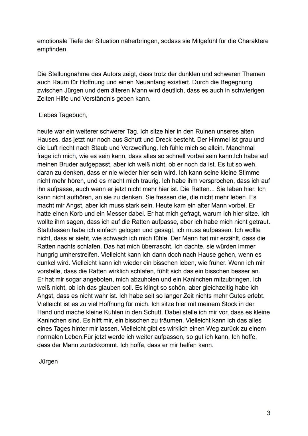 Klassenarbeit Nr.1 Korrektur
28.10.2024
# Nachts schlafen die Ratten doch
Die Kurzgeschichte " Nachts schlafen die Ratten doch von Wolfga