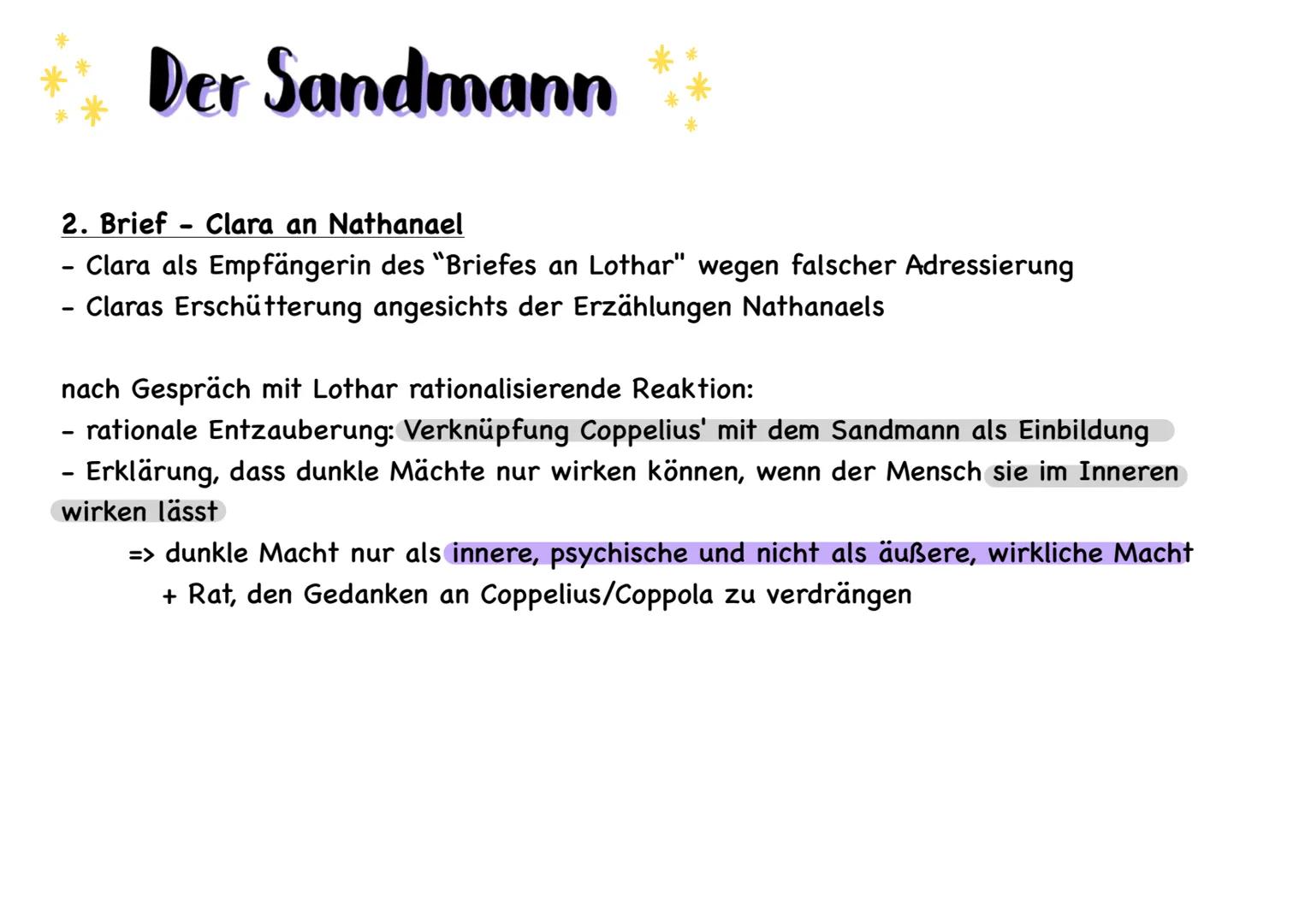 # Der Sandmann
Allgemeines:
Autor: E.T.A. Hoffmann (Ernst Theodor Amadeus Hoffmann)
Erscheinungsjahr: 1816
Textsorte: Erzählung => Novelle