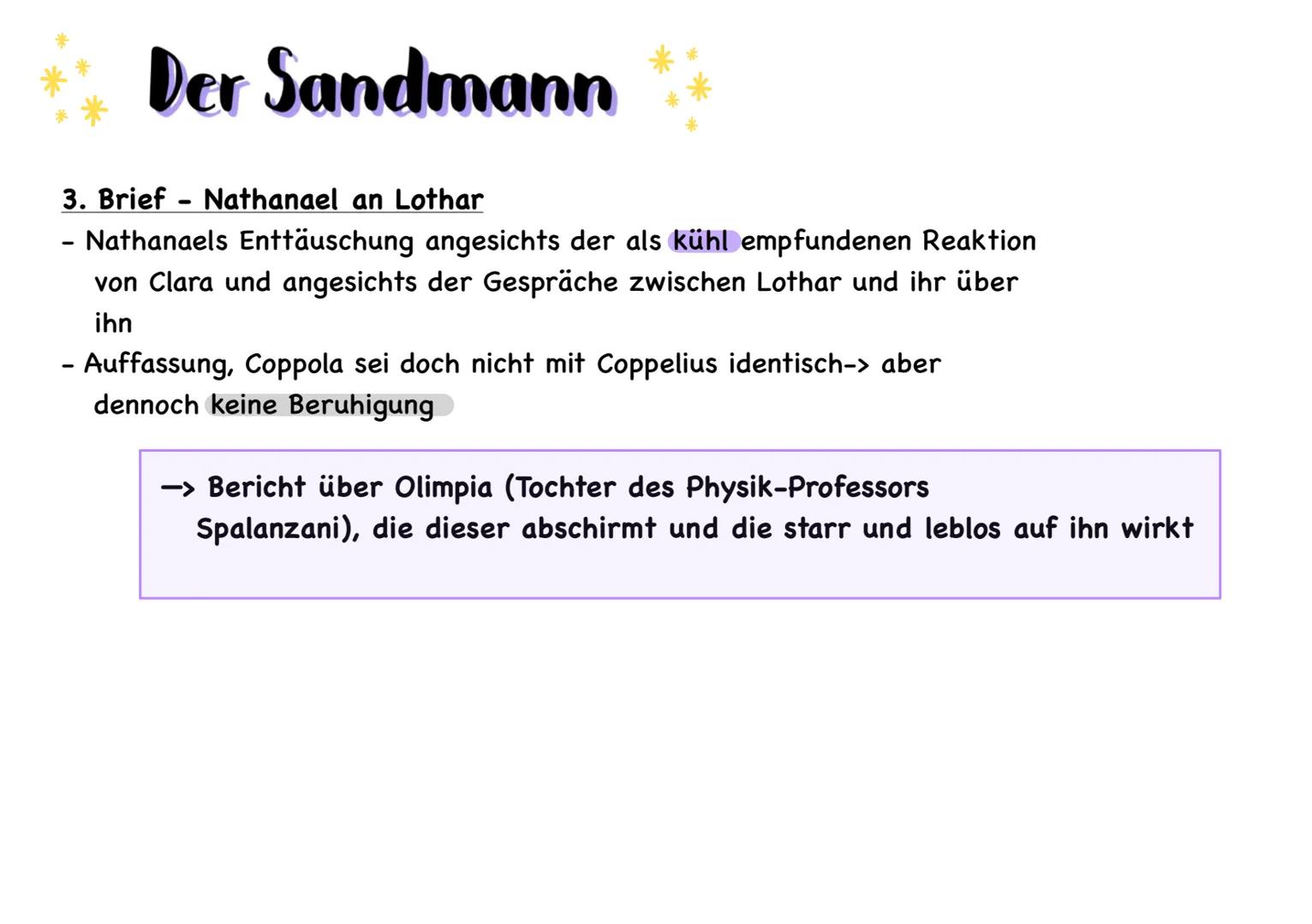 # Der Sandmann
Allgemeines:
Autor: E.T.A. Hoffmann (Ernst Theodor Amadeus Hoffmann)
Erscheinungsjahr: 1816
Textsorte: Erzählung => Novelle
