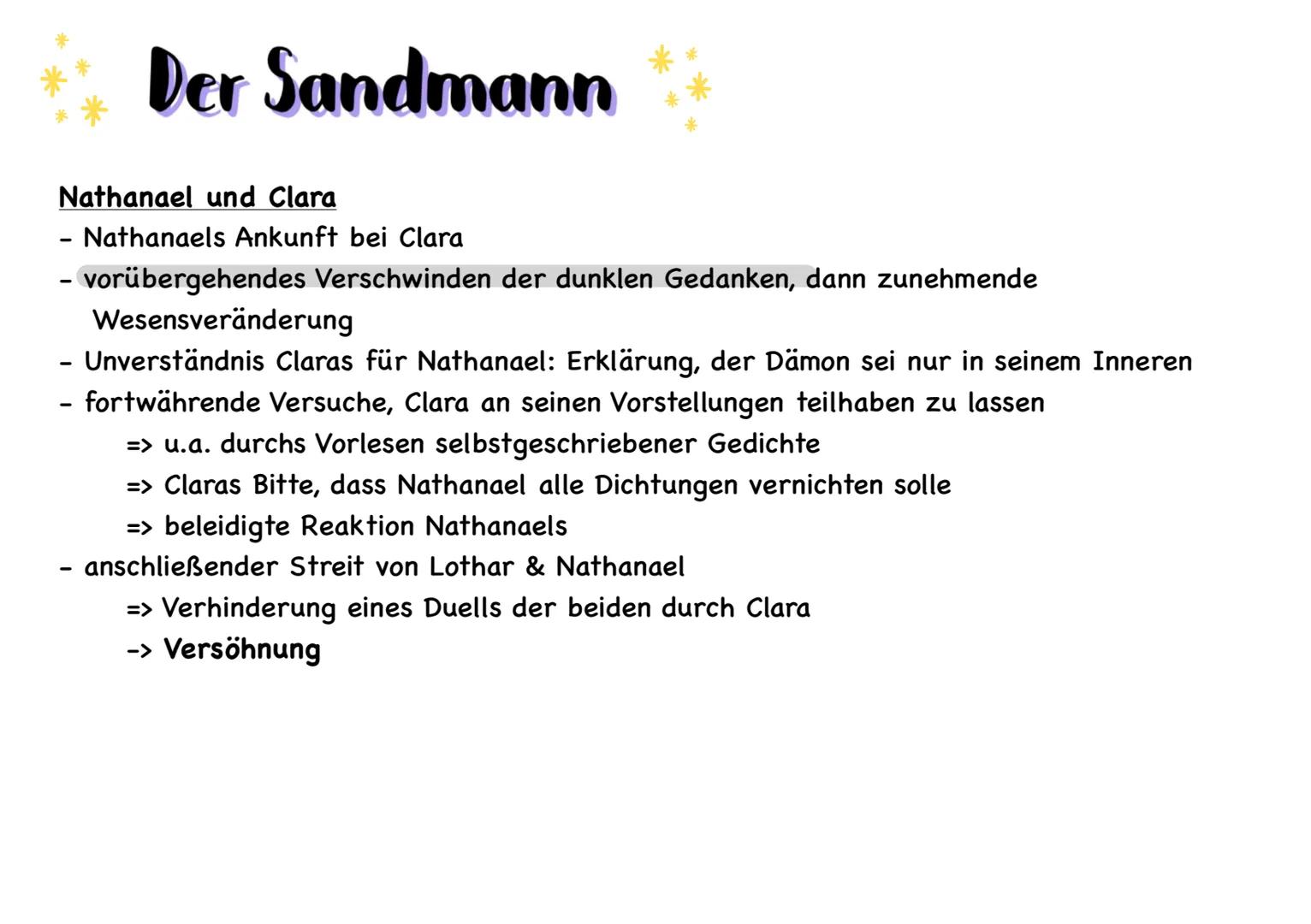 # Der Sandmann
Allgemeines:
Autor: E.T.A. Hoffmann (Ernst Theodor Amadeus Hoffmann)
Erscheinungsjahr: 1816
Textsorte: Erzählung => Novelle