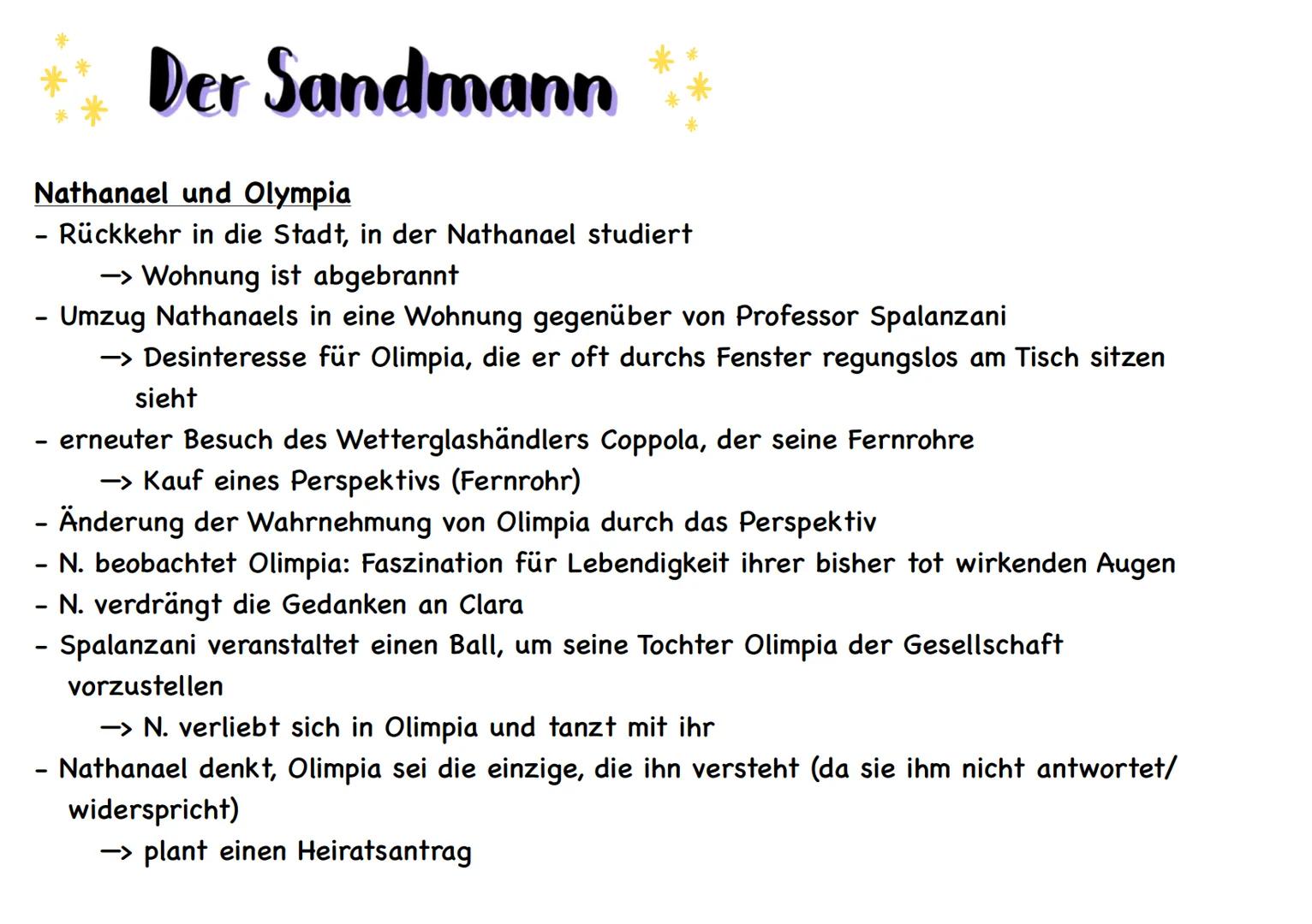 # Der Sandmann
Allgemeines:
Autor: E.T.A. Hoffmann (Ernst Theodor Amadeus Hoffmann)
Erscheinungsjahr: 1816
Textsorte: Erzählung => Novelle