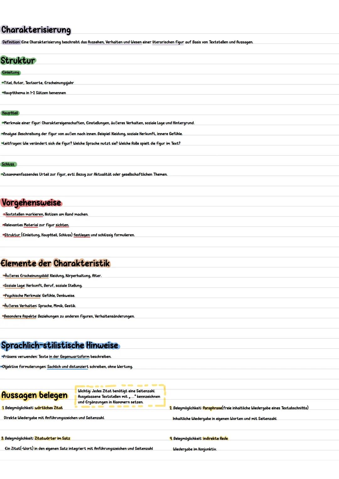 Charakterisierung
Definition: Eine Charakterisierung beschreibt das Aussehen, Verhalten und Wesen einer literarischen figur auf Basis von Te