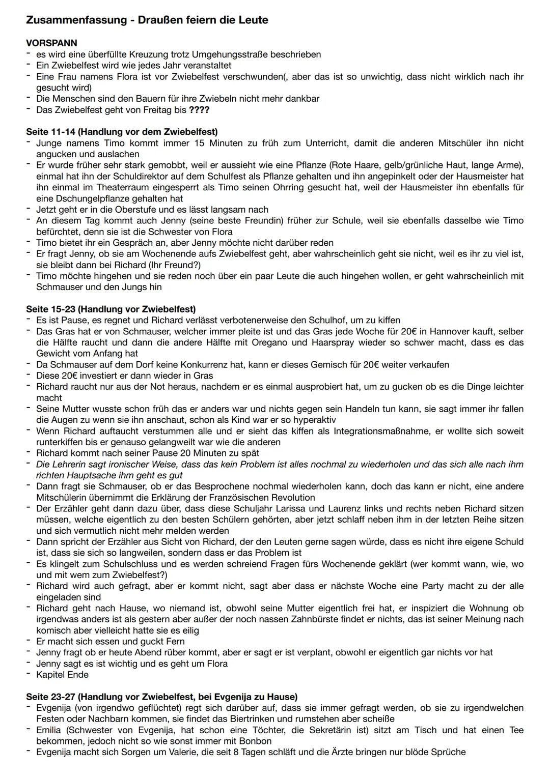 Zusammenfassung - Draußen feiern die Leute
VORSPANN
es wird eine überfüllte Kreuzung trotz Umgehungsstraße beschrieben
Ein Zwiebelfest wird