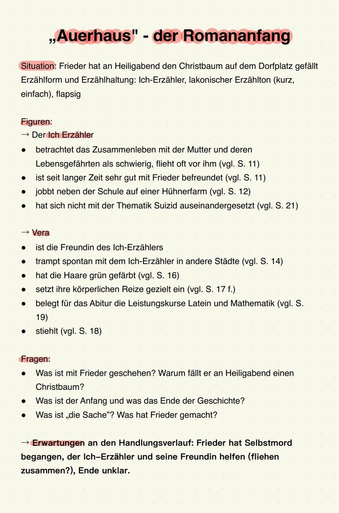 Auerhaus
Lektüre
27.02.24
Drei wichtige Fragen zu Beginn:
Lesen Sie das Kapitel 1 (S. 7 - 9) und notieren Sie dabei stichwortartig
Ihre Eind