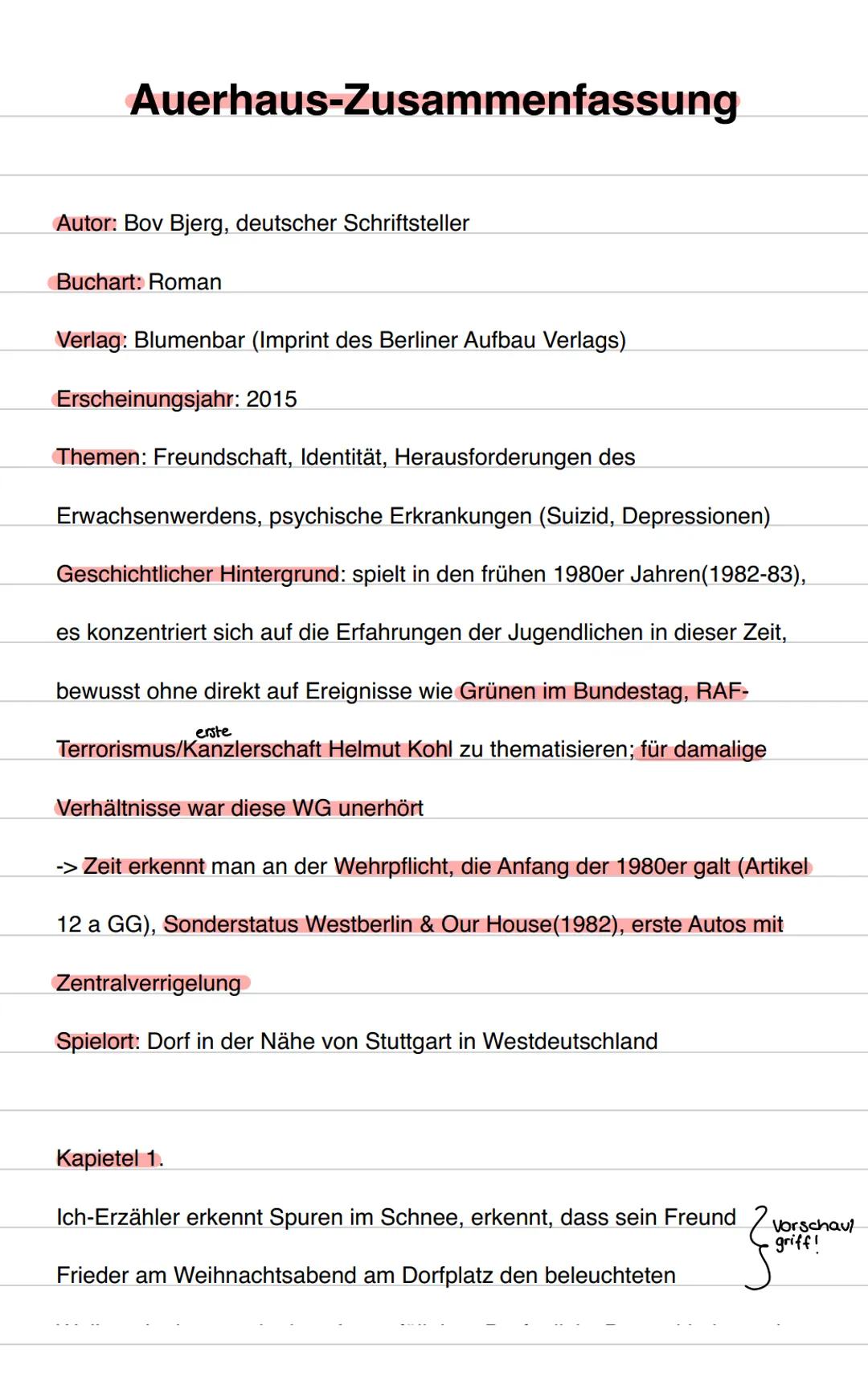 Auerhaus
Lektüre
27.02.24
Drei wichtige Fragen zu Beginn:
Lesen Sie das Kapitel 1 (S. 7 - 9) und notieren Sie dabei stichwortartig
Ihre Eind