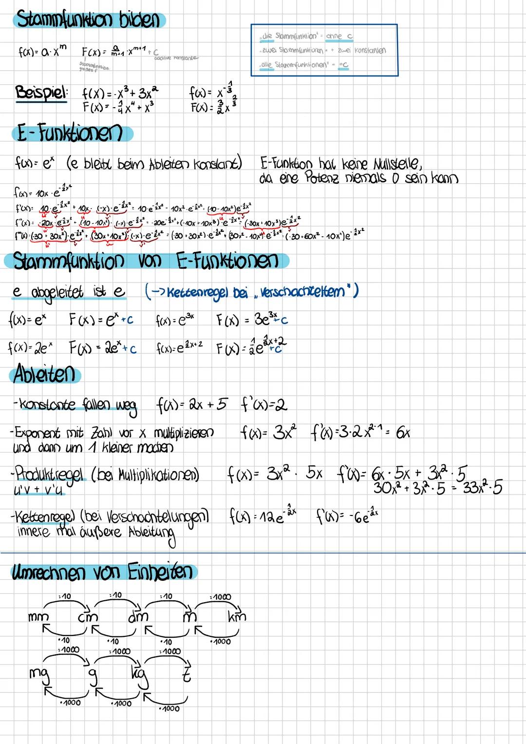 # Stammfunktion bilden
f(x) = a * x^m F(x) = \frac{a}{m+1} x^{m+1} + C
# Beispiel: f(x) = -x^3 + 3x^2 F(x) = -\frac{1}{4} x^4 + x^3 f(x