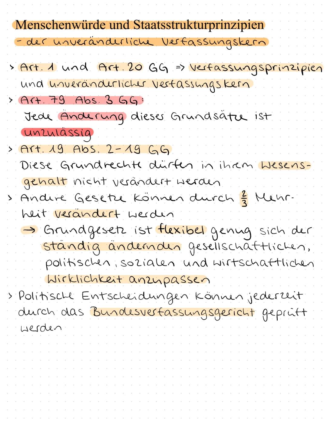 Die Staatsstrukturprinzipien Art. 20 GG
→ Verfassung in Kurzform
beinhaltet fünf Staatsstrukturprinzipien,
Welche für die staatliche Ordnung