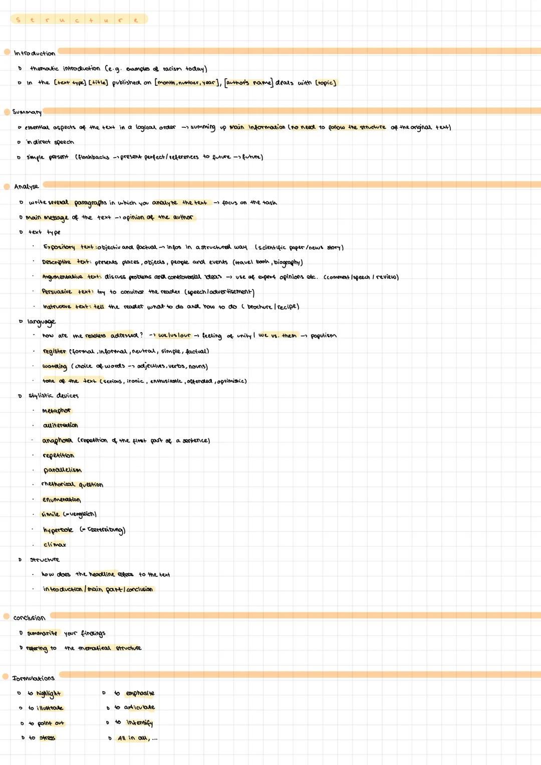 Englisch: Analyse Aufbau